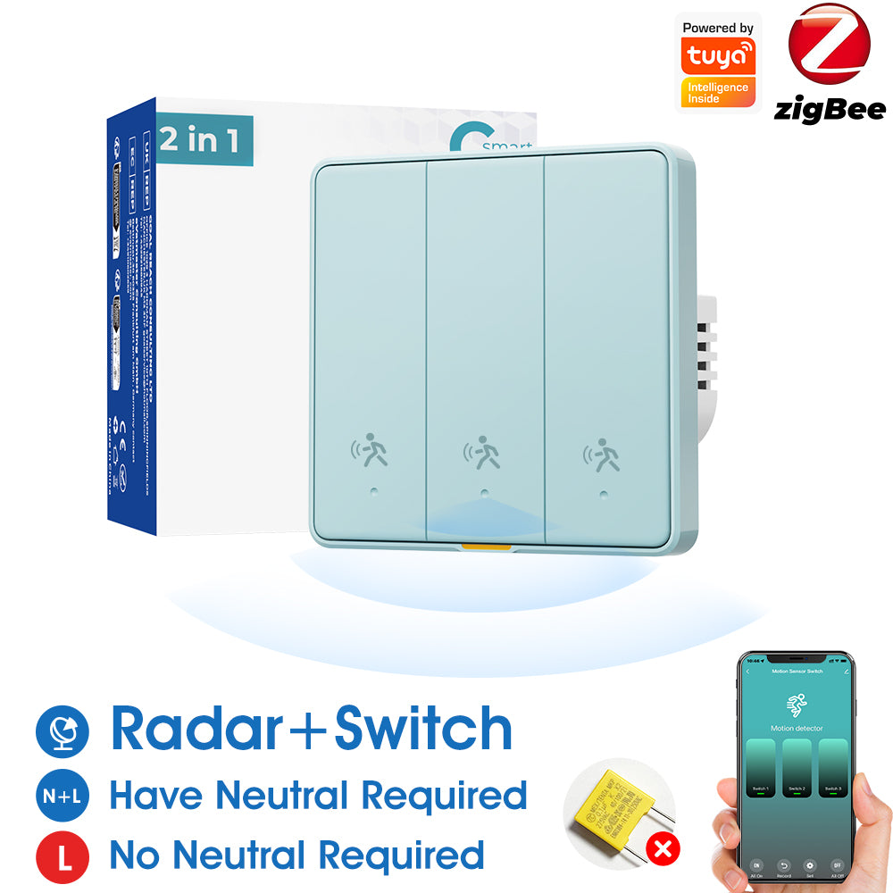ShineVion Technology Zigbee New Experience of Radar Sensing Switch Blue Universal