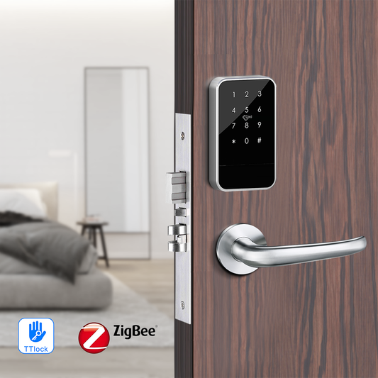 Tuya Smart Zigbee Keypad Door Lock with Handle for Office, Hotel, and Home Use